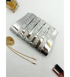 By EDUU Sim Aynalı Clutch Abiye Çanta (Gümüş Gri)
