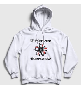 Presmono Unisex Beyaz Good Day Müzik New Model Army Kapüşonlu Sweatshirt 484947tt