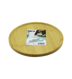 Yuvarlak=24.5Cm Ayakli=4Cm Kenarlı Yüzey Ahşap Bambu Sunum Tepsisi - Mini Sofra