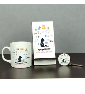 Bilgisayar Mühendisi Üçlü Set (Kupa + Telefon Standı + Anahtarlık) 001