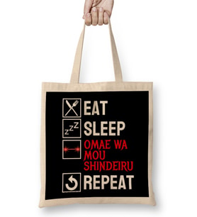 Omae Wa Mou Shindeiru Eat Sleep Anime Repeat Meme Bez Çanta Uzun Saplı