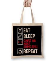 Omae Wa Mou Shindeiru Eat Sleep Anime Repeat Meme Bez Çanta Uzun Saplı