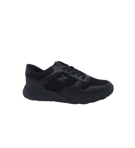 Lutton Unisex Siyah Bağcıklı File Yürüyüş Koşu Spor Ayakkabı
