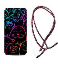 Samsung J6 Plus J7 Prime J7 Pro M20 Kılıf Boyun Asklı Rasta Silikon Neon Cats 1790