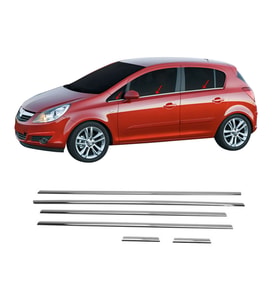 Opel Corsa D Krom Cam Çıtası Tk 2007 Üzeri 6Prç Paslanmaz Çelik
