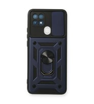 Oppo A15 Kılıf Pars Lens Yüzüklü Silikon - Lacivert