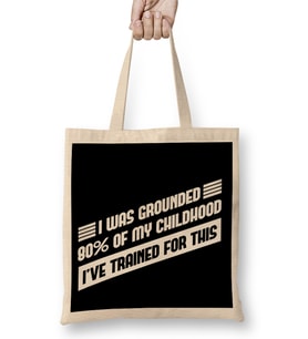 Grounded Funny Self Isolation Quote Bez Çanta Uzun Saplı