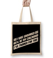 Grounded Funny Self Isolation Quote Bez Çanta Uzun Saplı