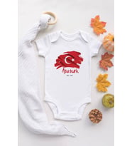 Atatürk 10 Kasım Bebek Body Zıbın Organik  %100 Pamuklu Zıbın