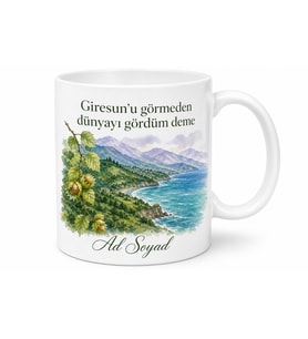 Giresun Deniz ve Yayla Temalı Baskılı Kupa Bardak Hediye Porselen Mug