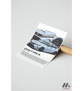 Honda Civic Type R JDM Poster, Çerçevesiz Yüksek Kalite Duvar Afişi - Oto Severlere