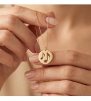 Kişiye Özel Disk Müzik Notası Model Kolye 925K Gümüş (Gold)