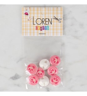 Loren Crafts 8 li Pembe Panda Düğme - 708