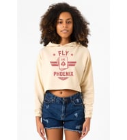 Top Gun Maverick Fly Like A Phoenix Bej Kadın Crop Kapşonlu
