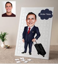 Karikatürlü Erkek Kabin Memuru Kişiye Özel Puzzle