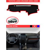 Toyota Land Cruiser 2002-2009 İçin Uygun Torpido Koruma Halısı Siyah Kenar Renk Kırmızı