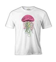 A Jellyfish with Floral Plant Tentacles Beyaz Erkek Tshirt