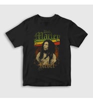 Presmono Unisex Çocuk Siyah Rebel Bob Marley T-Shirt 265671tt