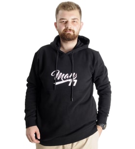 Mode XL Büyük Beden Erkek Sweatshirt Kapüşonlu 23540 Siyah