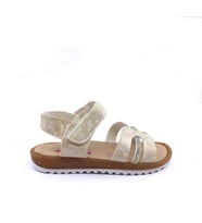 Arzen 4217 Simli Taşlı Kız Çocuk Bebe Sandalet Ayakkabı (Bej)