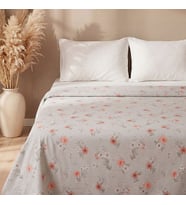 Turuncu Dalia Çift Kişilik Baskılı Pike & Yatak Örtüsü 200x230 cm