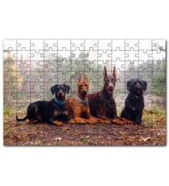 Cakapuzzle Sonbahar Yaprakları Üzerindeki 4 Köpek Puzzle Yapboz MDF (Ahşap) (120 Parça)