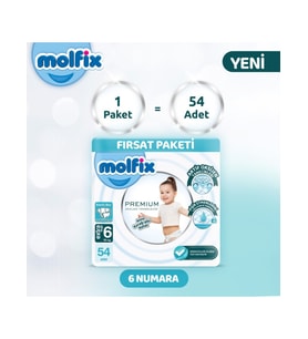 Premium Bebek Bezi Ultra Fırsat Paketi 6 Beden 15+ Kg 54 Adet
