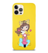 Apple iPhone 12 Pro Soft Premier Kapak Vespagirl Tasarımlı Silikon Kılıf - Sarı (Şeffaf)
