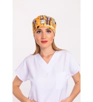 Cadılar Bayramı Desenli Doktor Hemşire Bone (Turuncu)