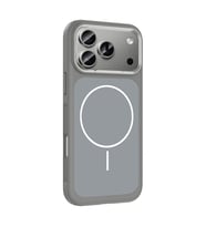 iPhone 17 Pro Max Kılıf M-Safe Şarj Özellikli Metal Kamera Çerçeveli Sanremo Silikon Kılıf (Gri)