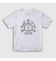 Presmono Unisex Çocuk Beyaz Logo V2 Panic! at the Disco T-Shirt 72892tt (Beyaz)