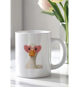 Eğlenceli Hayvan Desenli 330ml Baskılı Beyaz Seramik Kupa Bardak