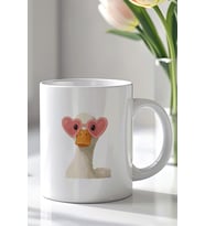 Eğlenceli Hayvan Desenli 330ml Baskılı Beyaz Seramik Kupa Bardak