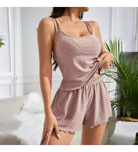 Askılı Yazlık Rahat Spor Şortlu Pijama Takımı – Nefes Alabilir Konforlu Set W2002