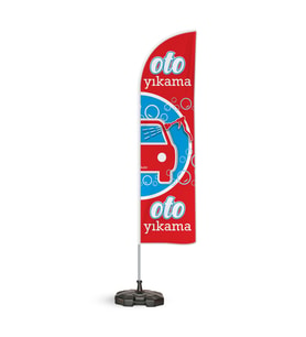 Oto Yıkama v2 Temalı Yelken Bayrak Takımı Kırmızı 1 adet