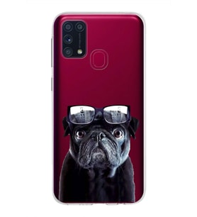 PrintiFy Samsung Galaxy M31 ile Uyumlu 1mm Slim Fit Köpek 3 050f Baskılı Şeffaf  Kılıf