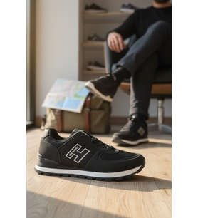 Enoch Erkek H Logolu Tırtıklı Tabanlı Retro Stil Günlük Spor Ayakkabı Sneaker