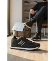 Enoch Erkek H Logolu Tırtıklı Tabanlı Retro Stil Günlük Spor Ayakkabı Sneaker