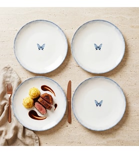 GÜRAL PORSELEN Flora 4lü 20 cm Porselen Düz Tabak