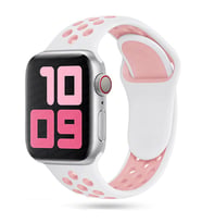 Apple Watch 10/11 42mm-38/40/41mm Kordon Delikli Spor Kordon 2/3/4/5/6/se/7/8/9 (Beyaz-Pembe)