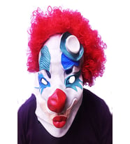 Kırmızı Renk Afro Bonus Peruklu Palyaço Lateks Et Maske