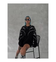 Yıldırım Baskılı Bisiklet Yaka SweatShirt - Siyah