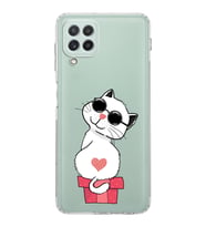 Samsung Galaxy A22  Kamera Korumalı  Kapak Cool Cat Tasarımlı  Şeffaf Kılıf