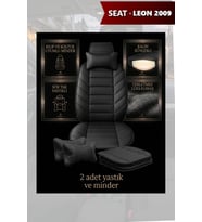 leon 2009 Koltuk ve Kılıf uyumlu Yastık Minder Siyah Lüks 2 Minder 2 Yastık