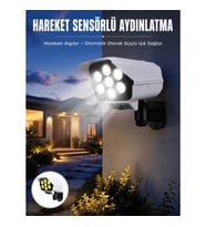 Mey İthalat® Solar Bahçe Aydınlatması Hareket Sensörlü Uzaktan Kumandalı Kamera Görünümlü Yeni Nesil