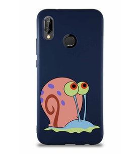 Huawei P20 Lite Soft Premier Kapak Salyangoz Gary Tasarımlı Silikon Kılıf - Lacivert (Şeffaf)