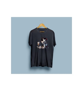 Oversize Köpek Gözlük ve Milkshake Tasarım unisex t-shirt