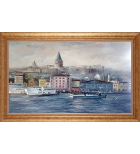 EV İŞYERİ OFİS İÇİN ALTIN ÇERÇEVELİ PASPARTULU TABLO VB430