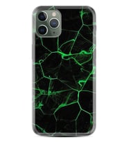 Apple iPhone 11 12 13 14 Pro Max Kılıf Desemli Silikon Yeşil Şerit Mermer 1320