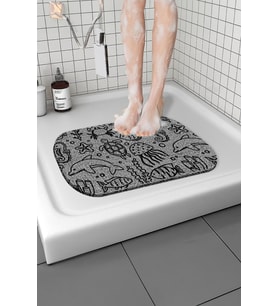 Desenli Banyo Paspası Kaymaz Taban Yumuşak Esnek  Paspas Islak Zemin Hijyenik Paspas (40x60 cm) (Gri)